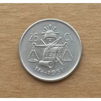 Мексика, 25 сентаво 1951 г., серебро 0.300