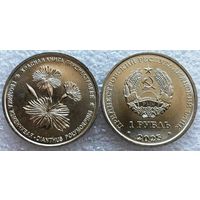 Приднестровье 1 рубль, 2025 г. "Красная книга - Гвоздика изменчивая"