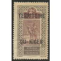 Французский Нигер. Воин на верблюде. Надпечатка на Верхнем Сенегале. 1921г. Mi#2.