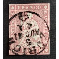 Швейцария. 1854г. Mi 15 ll. Высокая цена каталога, 55Е.