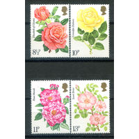 Великобритания - 1976г. - кустовые розы - 4 марки - полная серия, MNH, номинал 11 с маленьким пятнышком на лицевой стороне, 13 с незначительным дефектом клея [Mi 711-714]. #3-GB-Z-1-8