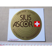 Наклейка Стикер Пулевая стрельба Sius-Ascor реклама системы определения результатов в пулевой стрельбе Новая Швейцария 1980-е