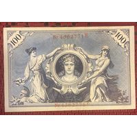 Банкнота 100 марок 1908 год. Германская империя. Красная печать. С рубля без МЦ.