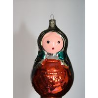 Новогодняя елочная игрушка, из СССР "Девочка", тонкое стекло.