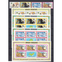 Виды транспорта. 100 лет ВПС. Гренада. 1974. 4 марки и 4 малых листа. Michel N 26-29, бл3 (19,0 е)