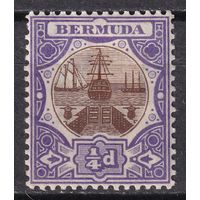121.BrKCI. Великобритания. Колонии. Бермудские острова. Стандарт. Карабельный док. 1908 г. 1/4P. Mi.#25.