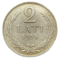 2 лата 1925 Латвия Первая Республика! Серебро 10 грамм 835 пробы! ВОЗМОЖЕН ОБМЕН!