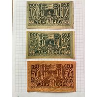 Австрия нотгельд 10-20-50 Вольфсегг - 1201