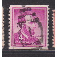 Авраам Линкольн Президенты Известные  Люди Личности США 1954 год лот 11 С ИНТЕРЕСНЫМ ГАШЕНИЕМ