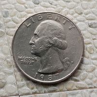 1/4 доллара (квотер) 1987(Р) года США.