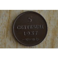 Сан-Марино 5 чентезимо 1937  с 1 руб