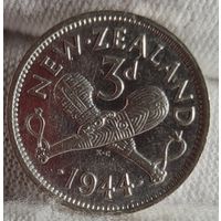 3 пенса 1944 года, Новая Зеландия, серебро, СОХРАН!