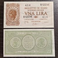 Италия 1 лира 1944г. UNC