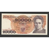 Польша 20000 злотых 1989 года. Серия Y. Тип P-152. Состояние UNC