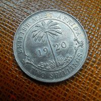 Британская Западная Африка 2 шиллинга 1920 год (серебро) AUNS
