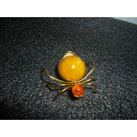 Янтарная Брошь Паучок Муравей Редкий Вид СССР 70-ые Клеймо