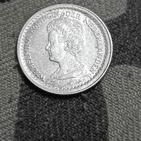 10 центов(1918г.) Вильгельмина.Нидерланды.Серебро.