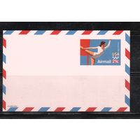 США-1979,  Спорт,  ОИ-1980, карточка с оригинальной маркой, Авиа