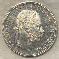 Монета Австро-Венгрия 1 флорин 1880 года. Франц Иосиф I.