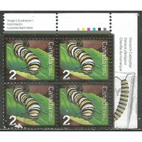 Канада. Насекомые. Гусеница Монарх. 2009г. Mi#2532. Кв.блок.