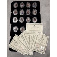 Набор Серебряных Медалей Серии РЮРИКОВИЧИ С сертификатами.  СЕРЕБРО. 999:1000 пр. ПРУФ.