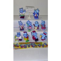 Полная коллекция киндер с редкими вариантными фигурками!  Бегемоты в офисе 1994г. Коллекционное состояние. Оригинальный вкладыш.