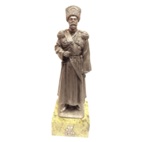 Статуэтка Николай II в бурке и папахе Олово/Змеевик