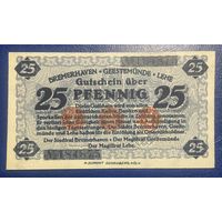 Нотгельд 25 пфеннигов 1921 год. Бремерхафен. Веймарская республика