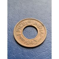 Британская Индия 1 пайс 1943 г