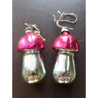 Ёлочные игрушки "ГРИБОЧКИ" (СССР), подвес, стекло.