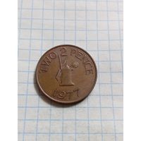2 пенса 1977 года. Остров Гернси