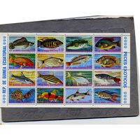 ЭКВАТОРИАЛЬНАЯ ГВИНЕЯ, 1974,  РЫБЫ,  МЛ ,  16м гаш