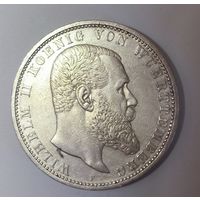 5 марок 1904 Вюртемберг - крупное портретное серебро Германской империи