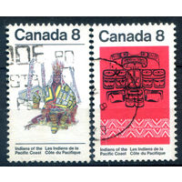 Канада - 1974г. - индейцы, национальные костюмы, символика - 2 марки - полная серия, гашёные [Mi 549-550]. #3-WB-90-A-2