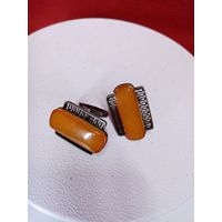 С рубля без мц. запонки крупные с пл янтарем. 2.8х1.8см. рЗвезда875  7W