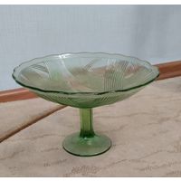 Ваза фруктовница СССР зелёное стекло