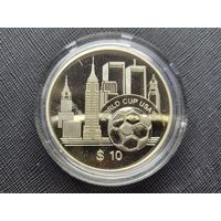 Восточные Карибы 10 долларов 1994 Чемпионат мира по футболу 1994 года! Серебро 925 пробы 31,47 грамм! ОБМЕН!