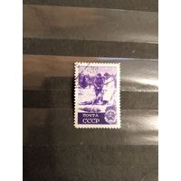 1949 СССР Загорский 1376 фауна клей наклейка концовка охота на волков (с-10)