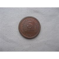 Португалия 5 сентаво 1921 год