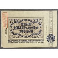 Банкнота 1 миллиард марок 1923 год. Веймарская республика