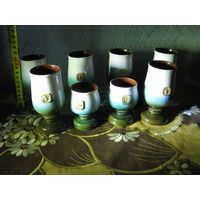 Знаки Зодиака фужеры (6штук)+рюмки 2штуки.Керамика,позолота.