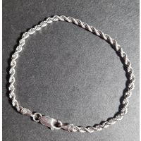 Браслет витая пара серебро 925 #43, С РУБЛЯ! МНОГО ЛОТОВ С РУБЛЯ! БЕЗ МЦ