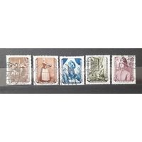 ГДР 1955г. Серия "Возвращенные шедевры Дрезденской галлереи". 5 марок из 6. гаш.