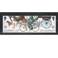 Гернси-1988(Мих.419-420)  **   ,  Велосипеды,Лошади