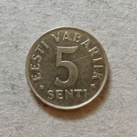 Эстония 5 сентов, 1991 год, KM# 21, ю