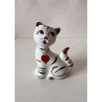 Статуэтка фарфоровая "Кот", "Котёнок", "Кошка" (ВАЛЕНТИНКА) с позолотой.  ДФЗ