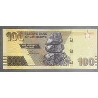 Банкнота. Зимбабве. 100 долларов 2023 год. НЕ БЫЛА В ОБОРОТЕ