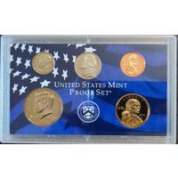 Годовой набор монет США 2002г. с одним долларом Сакагавея "Парящий орел" двор S (1; 10; 25; 50 центов + 1 доллар) _Proof Set