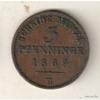Пруссия 3 пфенниг 1869