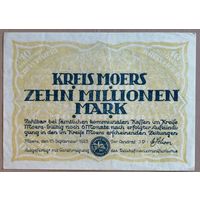 Германия 10 миллионов 10000000 марок 1923 г Мёрс (Moers)